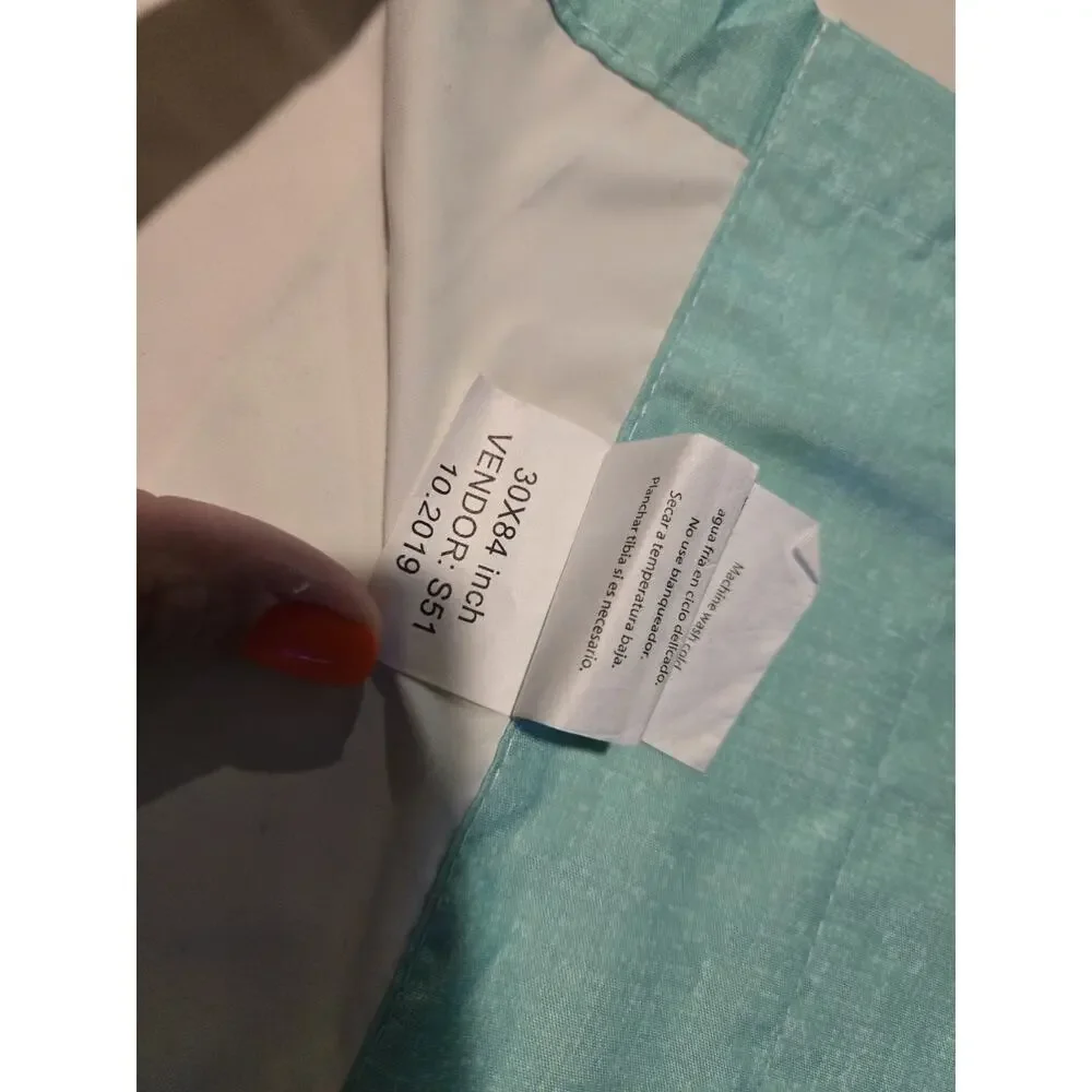 Your Zone Cabana Stripe Curtain Panels Mint Aqua White 30x84 Set of 3